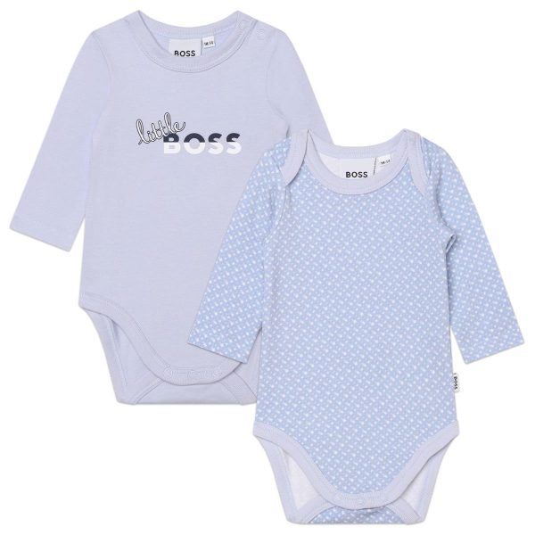 Baby Boys Blue Cotton Babysuit Set For Discount