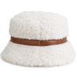 Girls White Sherpa Fleece Bucket Hat For Discount