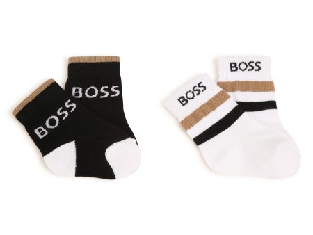 Baby Boys Black Logo Cotton Socks(2 Pack) Online Hot Sale