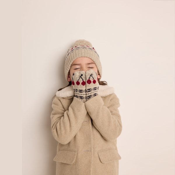 Girls Beige Logo Wool Hat Online Sale