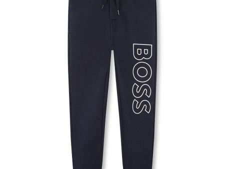 Boys Blue Logo Cotton Trousers Fashion