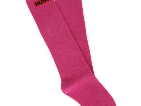 Girls Fuchsia Logo Socks Online Sale