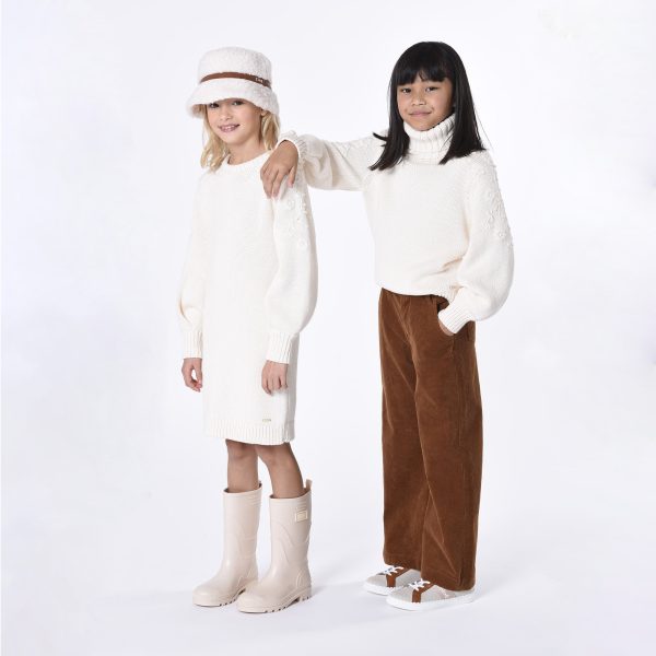 Girls White Sherpa Fleece Bucket Hat For Discount