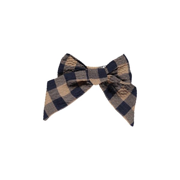 Girls Navy Check Bow For Cheap