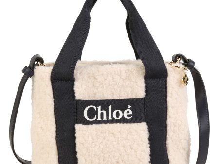 Girls White Logo Sherpa Fleece Handbag(29cm) For Discount