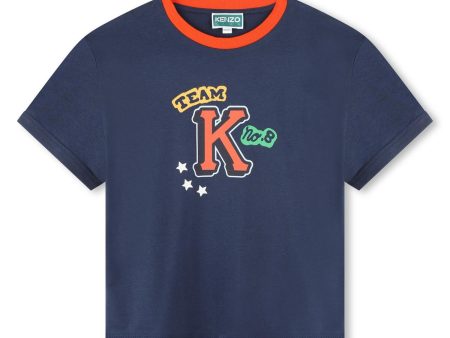 Boys Blue Logo Cotton T-Shirt Discount