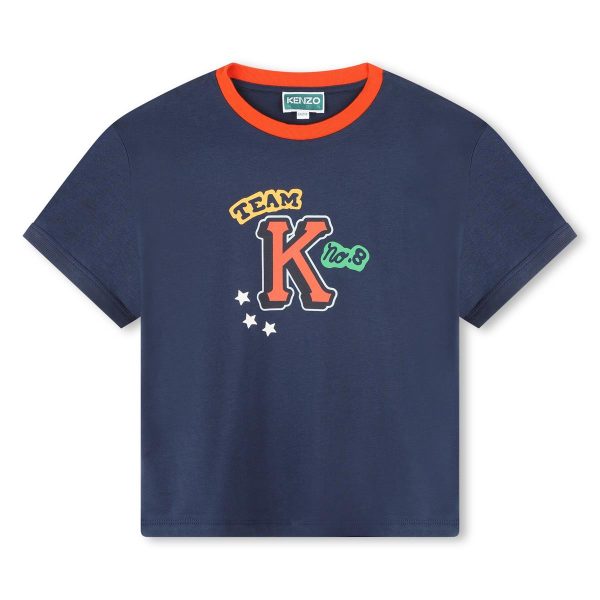 Boys Blue Logo Cotton T-Shirt Discount