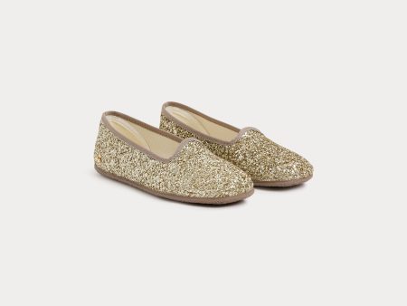 Girls Gold Sequin Flat Shoes Discount