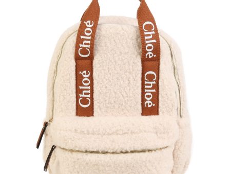 Girls White Logo Sherpa Fleece Backpack(36cm) Sale