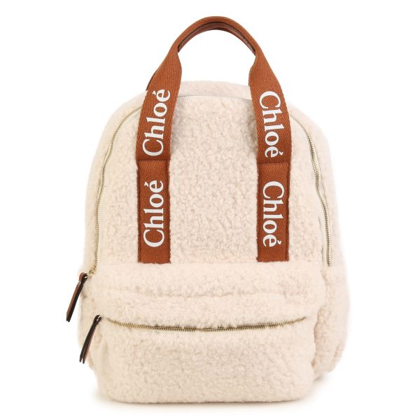 Girls White Logo Sherpa Fleece Backpack(36cm) Sale