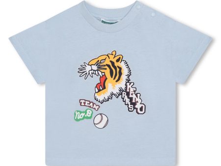 Baby Boys Light Blue Printed Cotton T-Shirt Cheap