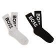 Boys Black Logo Cotton Socks(2 Pack) For Sale