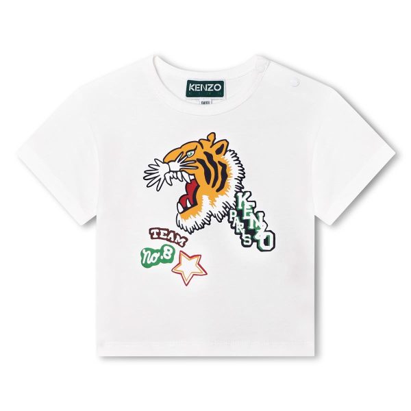 Baby Girls White Printed Cotton T-Shirt Sale