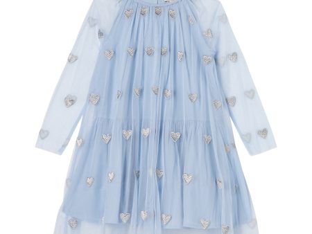 Girls Light Blue Embroidered Dress Cheap