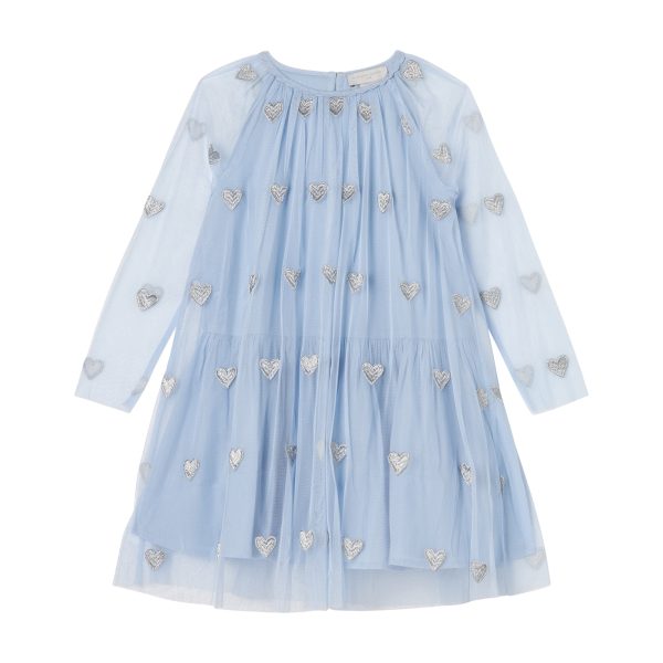 Girls Light Blue Embroidered Dress Cheap