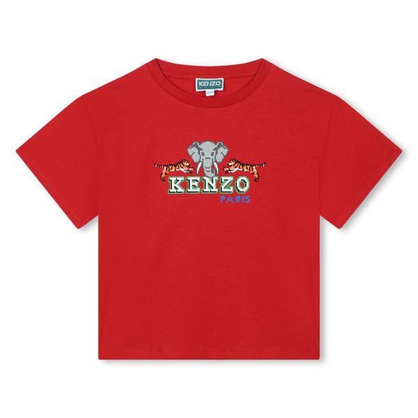 Boys Red Logo Cotton T-Shirt on Sale