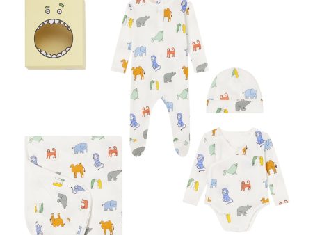 Baby Boys & Girls White Printed Cotton Set Online now