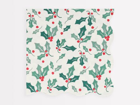 Holly Pattern Large Napkins（16 Pack) on Sale