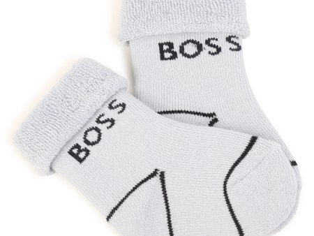 Baby Boys White Logo Cotton Socks(2 Pack) Discount