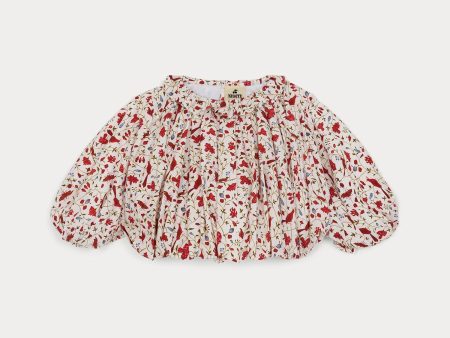 Girls Ivory Floral Cotton Shirt Online Sale