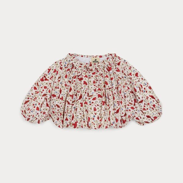 Girls Ivory Floral Cotton Shirt Online Sale