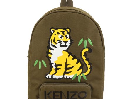 Boys & Girls Dark Green Logo Backpack For Discount