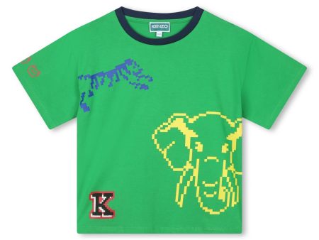 Boys Green Logo Cotton T-Shirt Hot on Sale