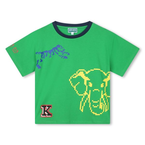 Boys Green Logo Cotton T-Shirt Hot on Sale