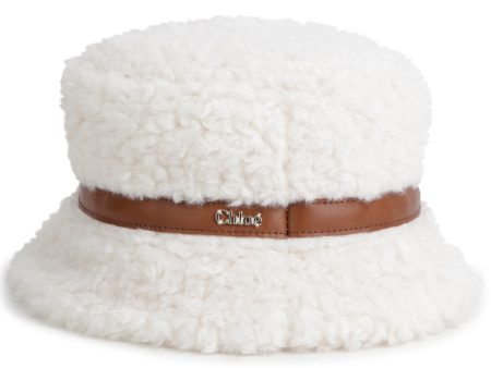 Girls White Sherpa Fleece Bucket Hat For Discount