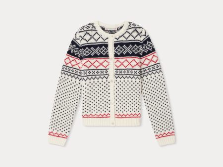 Girls Navy Jacquard Cardigan Fashion