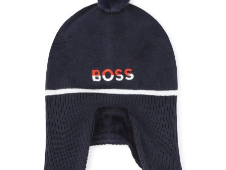 Boys Navy Logo Hat For Discount