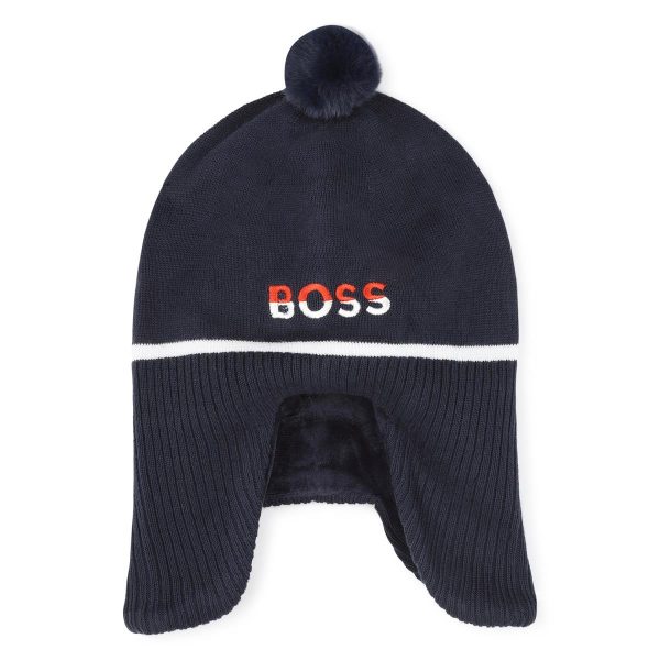 Boys Navy Logo Hat For Discount