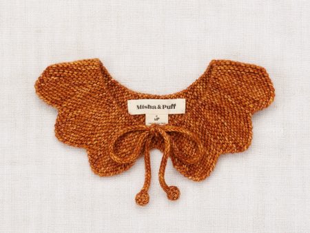 Girls Caramel Wool Flower Collar Discount