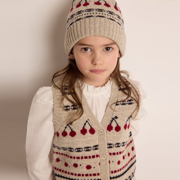 Girls Beige Logo Wool Hat Online Sale