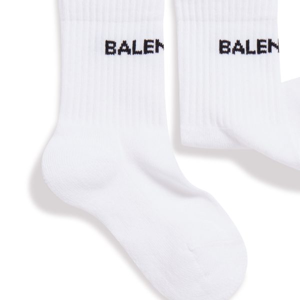 Boys & Girls White Logo Cotton Socks For Discount