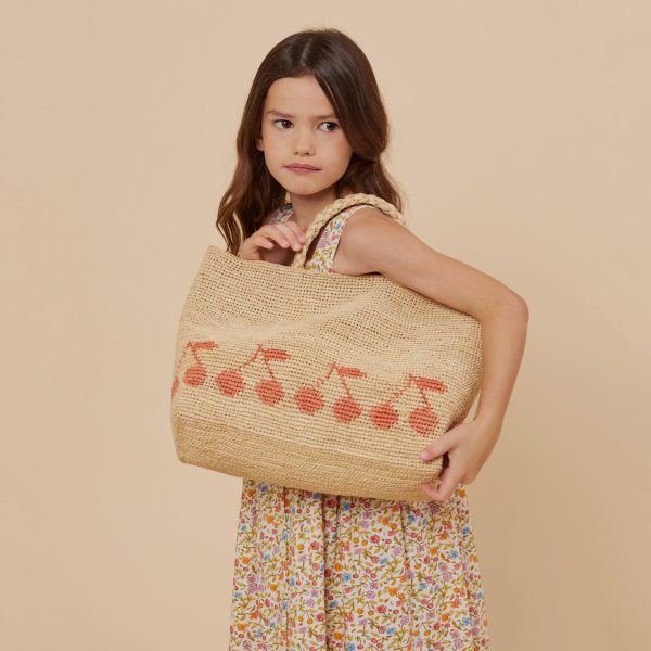 Girls Beige Logo Raphia Handbag Supply