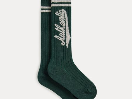 Boys & Girls Dark Green Logo Cotton Socks Cheap