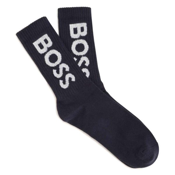 Boys Blue Logo Cotton Socks(2 Pack) Online Sale