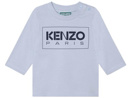 Baby Boys Light Blue Logo Cotton T-Shirt For Sale