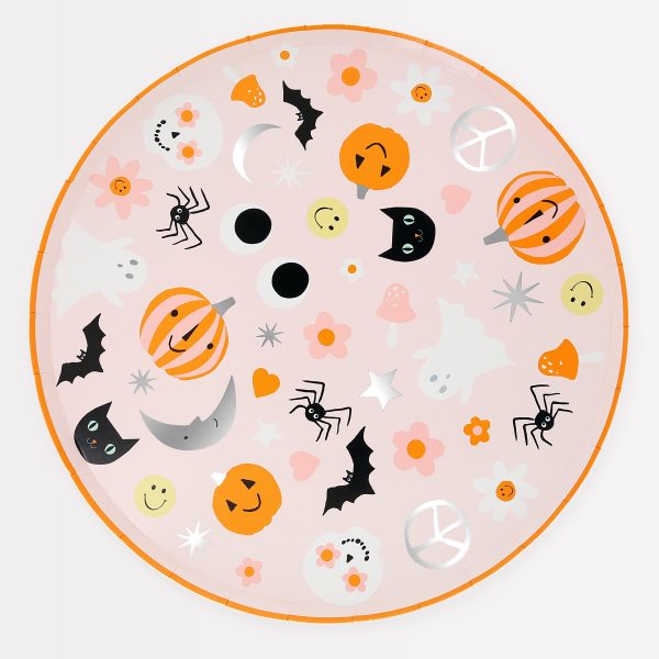 Groovy Halloween Icon Dinner Plates（8 Pack) Online now