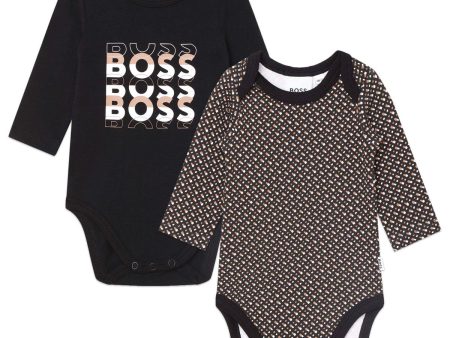 Baby Boys Black Cotton Babysuit Set Cheap