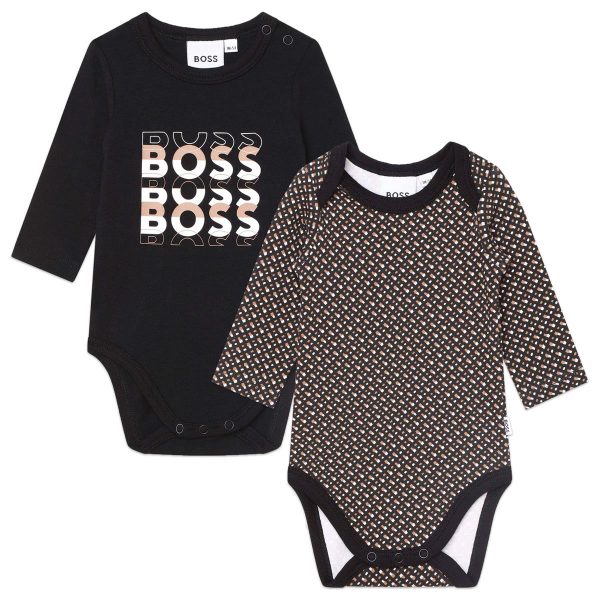 Baby Boys Black Cotton Babysuit Set Cheap