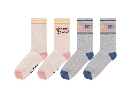 Girls Light Pink Cotton Socks(2 Pack) Hot on Sale