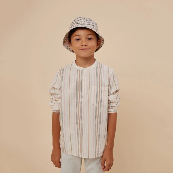 Boys Grey Floral Cotton Hat For Discount