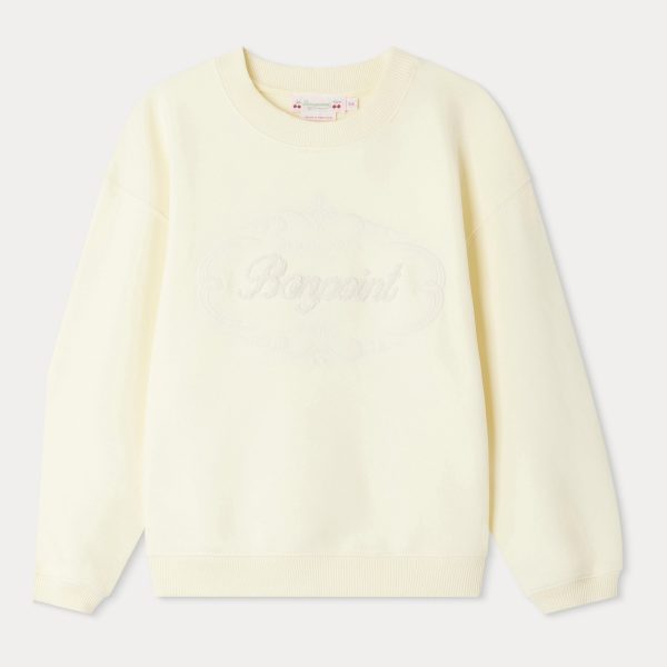 Girls Pale Yellow Logo Cotton Sweatshirt Cheap