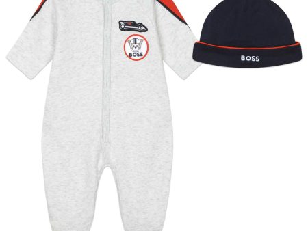 Baby Boys Grey Cotton Babysuit Fashion