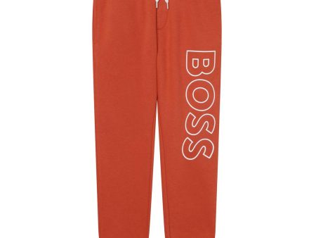 Boys Orange Logo Cotton Trousers Cheap