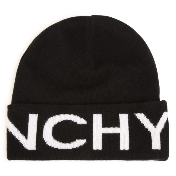 Boys Black Logo Knit Hat Online Hot Sale