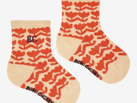 Baby Boys & Girls Red Flower Cotton Socks on Sale