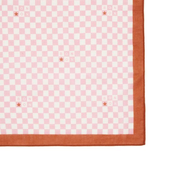 Girls Pink Check Cotton Scarf Discount